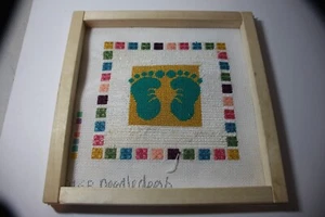 needlepoint canvas embroidery project mostly done w stretcher bars 11" x 11" - Picture 1 of 7