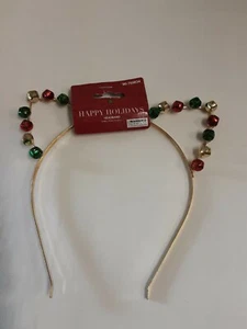 Happy Holidays Girls Gold Cat Ears Headband W/Multicolor Bells BNWT! - Picture 1 of 3