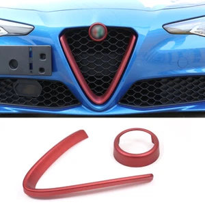 ABS Red Front Grill Grille V Shape Trim Cover For Alfa Romeo Giulia 2017-20 - Picture 1 of 10