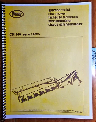 Vicon CM240 Series 14035 Disc Mower Parts Manual 70.001.865/3 + 2/88 update - Image 1 of 4