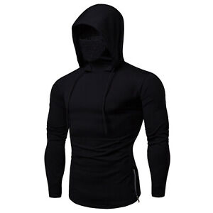Men UV Sun Protection T-Shirt Hoodie Fishing Hood Sweatshirt Zipper Slim Fit Top