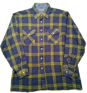 Winterweights by Van Heusen Flannel Men's Large Blue Yellow Plaid - Picture 1 of 9