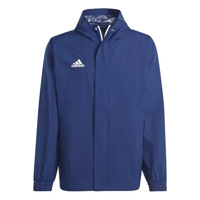Adidas Mens Ent22 Rain Jacket Waterproof Coat Top Hoodie Wind Stopper Navy S-3XL - Image 1 of 4