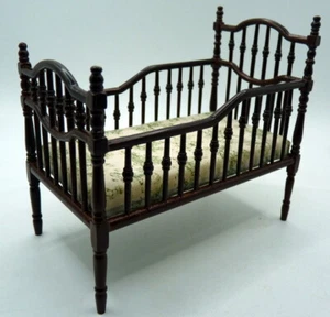 Vintage New Fantastic Bespaq CRIB with Toile Mattress 1:12 Dollhouse Miniature - Picture 1 of 5