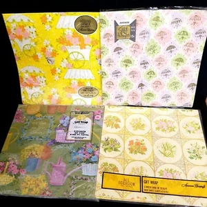 Lot Vintage Floral Wedding Bridal Shower Gift Wrap Wrapping Paper Flat Sheets - Picture 1 of 10