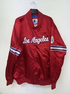 Vintage LOS ANGELES CLIPPERS NBA Satin Red Starter Jacket Size XXL - Picture 1 of 7