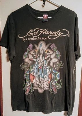 Camiseta De Colección Ed Hardy Ángel Loco de la Muerte con Espada Christian Audigier XL  Foto 1 de 3