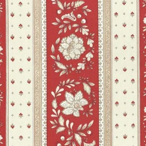 Textiles français Tejido floral de rayas provenzales (Rojo) - 100% Algodón - Imagen 1 de 5