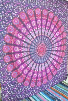 Indien Mandala Tapestry Wall Hanging Hippie Blue Tapestries Dorm Decor Bed Cover - Image 1 of 3