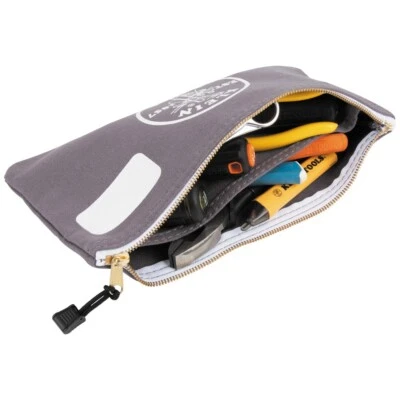 Klein Tools 55578 Zipper Bag with Divider, Canvas Tool Pouch, 7-Inch, Gray - Image 1 of 4