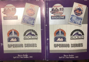 Lot of 2 unused4/5&7 1993 New York Mets Colorado Rockies Opening Series Programs - Picture 1 of 9