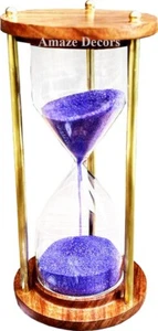6"Purple Sand Antique Maritime Nautical DecorVintage Wooden Hourglass Sand Timer - Picture 1 of 5