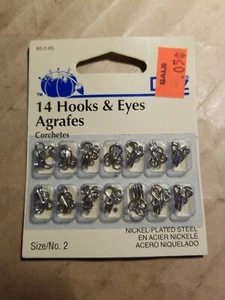 DRITZ HOOK AND EYES NICKEL PLATED STEEL PACKAGE OF 14 NEW AGRAFES CORCHETES - Picture 1 of 2