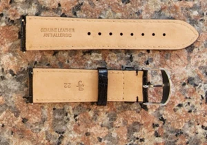 22mm Black ANTI ALLERGIC Genuine Leather Interchangeable band Fit Citizen watch - Picture 1 of 6