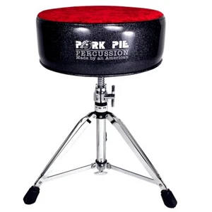 Pork Pie Round Drum Throne Black Sparkle with Red Crush Top LN - Picture 1 of 1