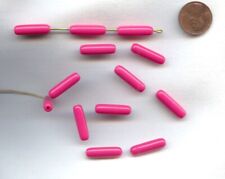 18 VINTAGE HOT PINK SMOOTH ACRYLIC 20x6mm. TUBE BEADS 1296