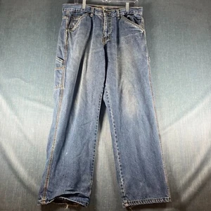 Schmidt Mens Jeans Blue Straight Leg Hammer Loop Zipper Fly Size 34x30 Cotton - Picture 1 of 22