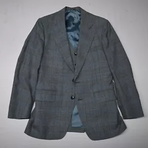 Vtg Saxony Hall 36S Blue Plaid Suit Separates Mens Vest Blazer Jacket Sport Coat - Picture 1 of 11