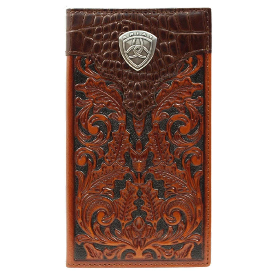 A3516208 Ariat Hombres Marca Premium Cuero Rodeo Cartera NUEVO Foto 1 de 1