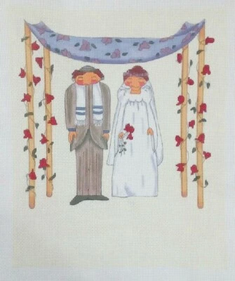 RISHFELD Designs needlepoint HP canvas WEDDING PICTURE CJ119 Cory Jakl 13 mesh - Image 1 of 4