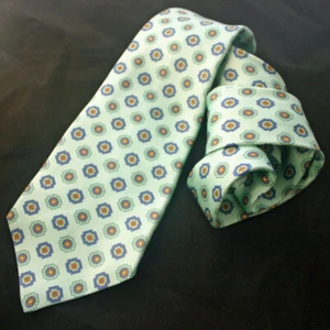 KITON Blue and Red Foulard Print Mint Green Silk Tie - Picture 1 of 3