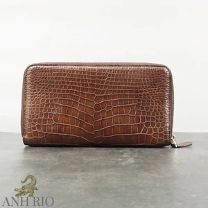 Pochetta a mano portafoglio lungo cerniera in pelle marrone - Foto 1 di 10