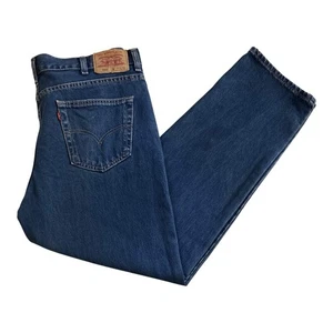 Levi's 504 Denim Jeans Men Size W40 102cm L32 Cotton Straight Leg Zip Fly Blue - Picture 1 of 13