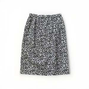 Vintage Union Made Floral Knielanger Rock 1980er Schwarz Weiß ILGWU Made in USA - Bild 1 von 11