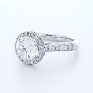 ANILLO HALO PUNTA ORO 14K CORTE REDONDO D/VVS2 DIAMANTE CREADO EN LABORATORIO 3.1CT CON DETALLES - Imagen 1 de 3