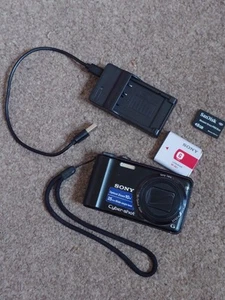Sony Digital Camera Cybershot DSC-H55 14.1MP Black | 1 Battery & Charger - Picture 1 of 9