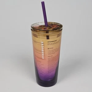 Starbucks 2024 Fall Multicolor Gradient 18 Oz Cold Cup Tumbler w Straw - Picture 1 of 4