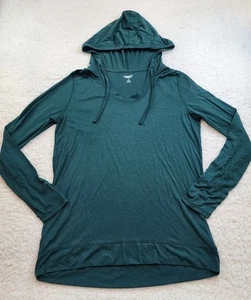 Old Navy Active Long Sleeve Hooded Vneck Top L Tall Green Layering Athletic - Picture 1 of 9