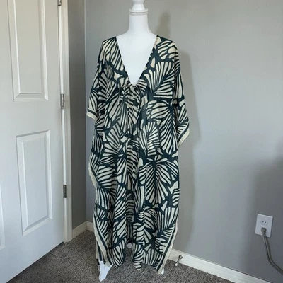 NWT Banana Republic Long Kaftan DEEPTTCX Size M/L Beige Green 701556 Cover Up - Image 1 of 4