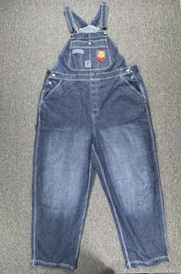 Vintage Disney Winnie the Pooh Overalls Womens 2X Denim 90s Embroidered Patches - Image 1 of 4