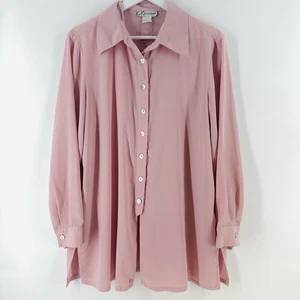 Dress Barn Pink Plus Button Down Long Sleeve Career Top 1X Polyester V1018 - Picture 1 of 11