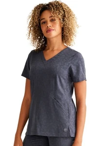 Pewter Healing Hands Purple Label Jacquard Jolie V-Ausschnitt Top HH601 PEWTE - Bild 1 von 5