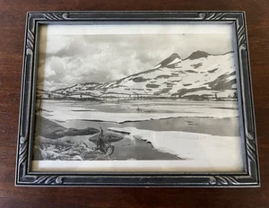 Antique Vintage Silver Wooden Art Deco Carved Ornate Picture Photo Frame w/Glass - Picture 1 of 9