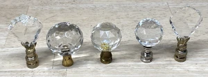 Finial Mixed Lot 5 Vintage Cut Glass Crystal Pendants Chandelier Finial Ball - Picture 1 of 19