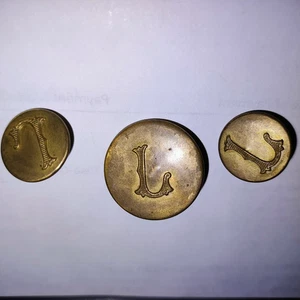 Antique Brass Train Railroad Uniform Buttons letter L - Picture 1 of 3