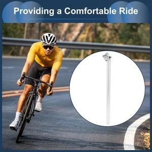 Bike Seat Post 25.4x500mm Adjustable with Fixing Clip Silver Tone Aluminum Alloy - Picture 1 of 9