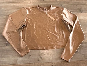 Neu mit Etikett Skims Glanz Elasthan Jersey Langarm kurz geschnittenes T-Shirt Damengröße 3X Sienna - Bild 1 von 11