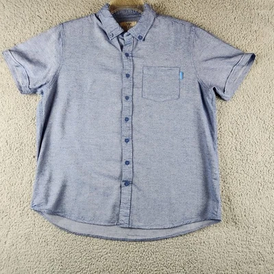 Camisa King Ranch Para Hombres Grande Azul Manga Corta Bolsillo con Botones Informal Vaquero  Foto 1 de 4