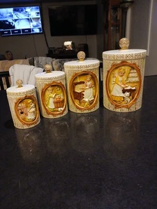 Vtg Porcelain Ceramic Pioneer Women Canister Set of 4 Sears Roebuck 1978 Japan - Picture 1 of 7