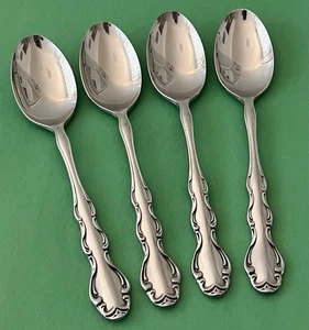 1965 Reed & Barton REGENCY Set di 4 posate inox 6 cucchiaini da zuppa 3/4" - Foto 1 di 3