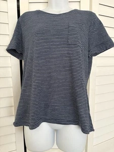 Lauren Ralph Lauren Black Label Top Women's Large Striped Blue/White Cotton - Picture 1 of 10