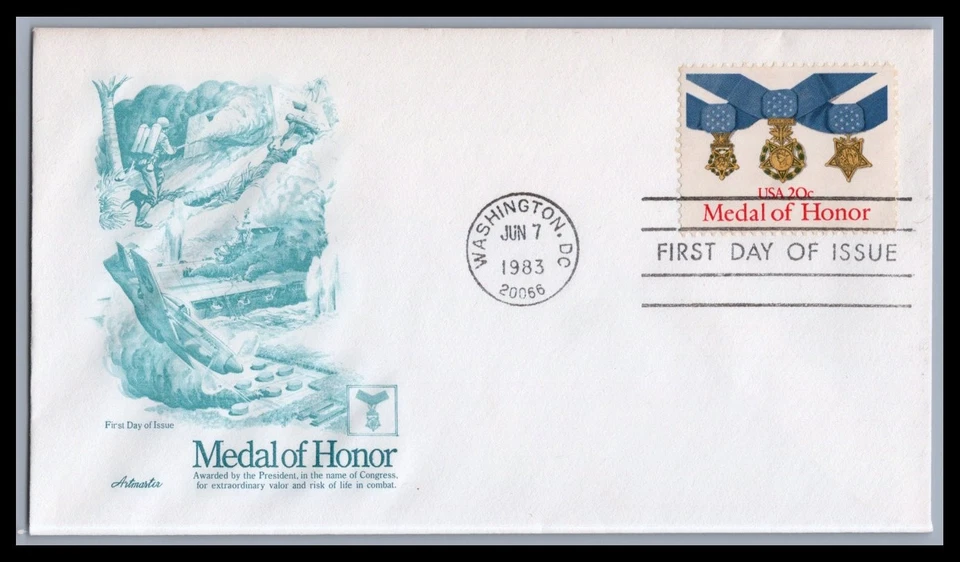 US FDC # 2045 20c Medal of Honor Artmaster  S.Cancel 1983, 9F193 - Image 1 of 1