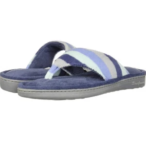 Dearfoams Women's Melanie Colorblocked Microfiber Terry Thong Slipper XL 11-12 - Picture 1 of 8