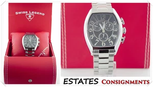 Swiss Legend Chronograph 316L Dark MOP Dial Stainless Steel Men's Watch - Picture 1 of 12