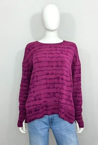 Athleta Coaster Luxe Printed Sweatshirt Damen S Burgundy Batik Rundhals - Bild 1 von 16