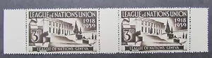 LEAGUE OF NATIONS UNION GAINES LONU2 GUTER PAIR TYPE B WM MNH 1939 - Picture 1 of 2